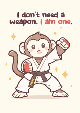 Karate Monkey with Inspirational Quote