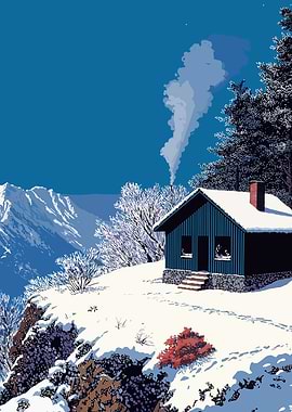 Cozy Cabin in Snowy Mountains