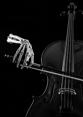 Skeleton Hand Playing Cello