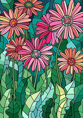 Stained Glass Floral Pattern