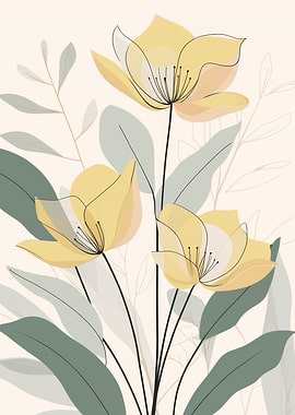 Yellow Flowers with Green Leaves