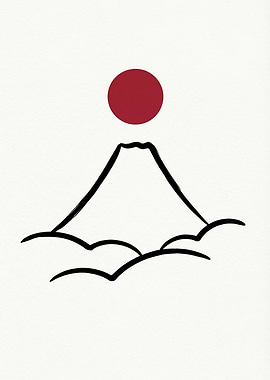 Minimalist Mount Fuji and Sun