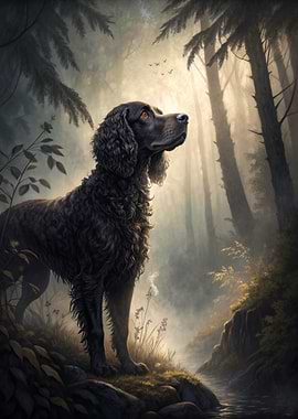 Dog in a Misty Forest