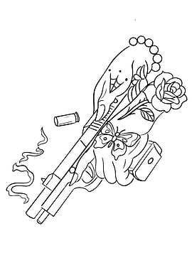 Tattoo Design: Guns, Rose, and Butterfly