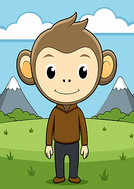 Cute Cartoon Monkey Character