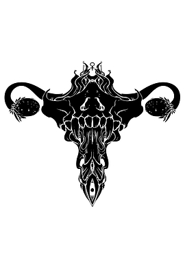Gothic Uterus Skull with Female Symbol