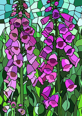 Stained Glass Foxgloves