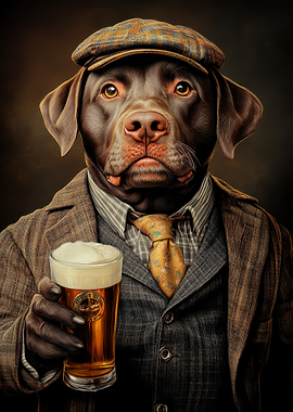 Dapper Dog with Beer