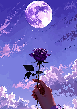 Purple Rose Under a Full Moon