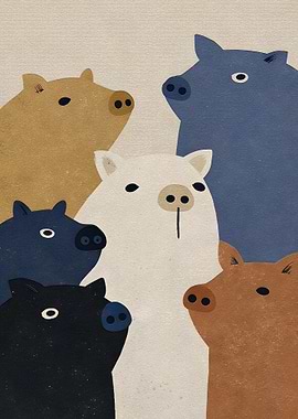 Group of Stylized Pigs