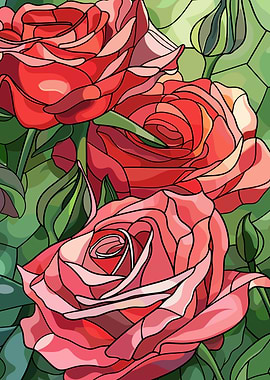 Stained Glass Roses