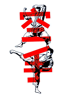 Karate Fighters with Japanese Kanji