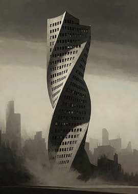 Skyscraper in a Moody Cityscape