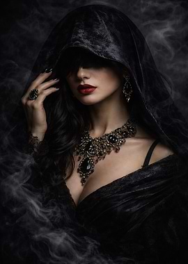 Mysterious Woman in Black Hood