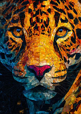 Mosaic Jaguar Portrait