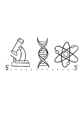 Science Icons: Microscope, DNA, Atom