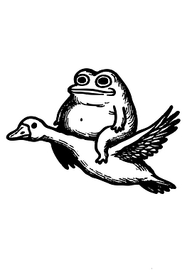 Frog Riding a Duck