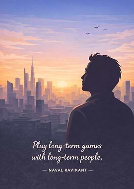 Man overlooking cityscape at sunset