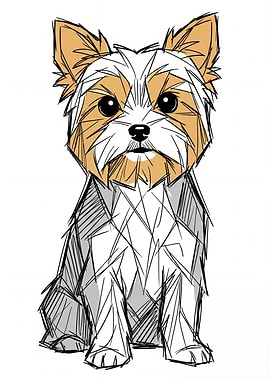 Cute Geometric Yorkshire Terrier Dog