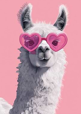 Llama Wearing Heart Sunglasses