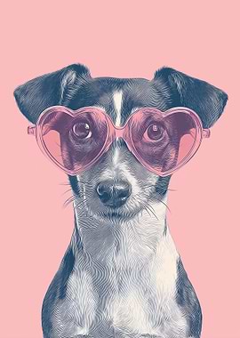 Dog Wearing Heart Sunglasses