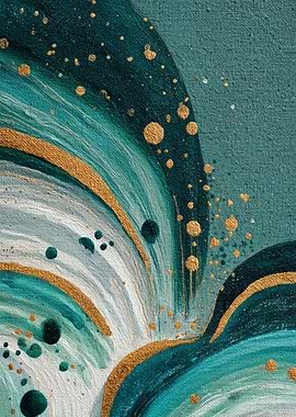 Abstract Teal and Gold Swirls