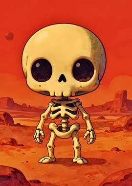 Cute Skeleton in Desert Landscape