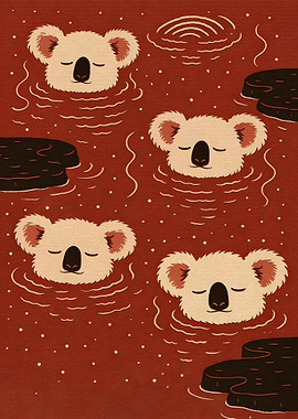 Cute Koalas Relaxing in Water