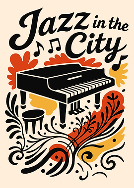 Jazz in the City Piano Poster