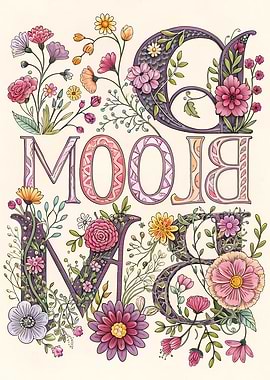 Floral Bloom Text Art