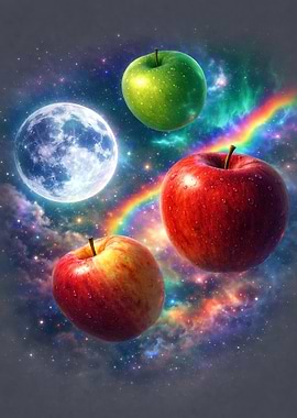 Apples and Moon in Space