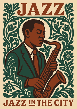 Jazz Musician Playing Saxophone Poster