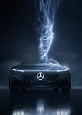 Electric Energy Forming a Face Above a Car