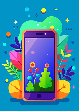 Smartphone with Floral Digital Art