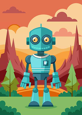 Cute Robot in a Landscape