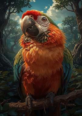 Vibrant Macaw Parrot in Lush Forest