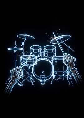 Skeleton Hands Playing Drums