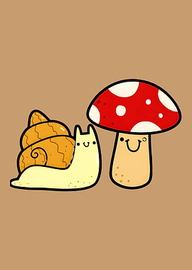 Cute Snail and Mushroom Friends