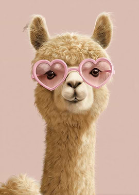 Llama Wearing Heart Sunglasses