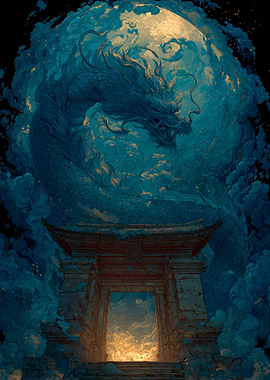Dragon Over Torii Gate
