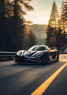 Koenigsegg on a mountain road