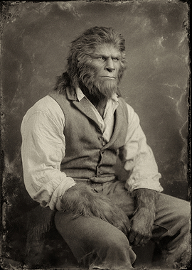 Vintage Portrait of a Werewolf