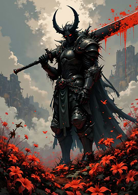 Dark Knight with Bloody Sword