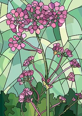 Stained Glass Pink Flowers