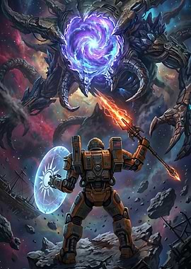 Mecha Warrior vs Cosmic Monster