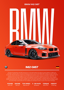 BMW M2 G87 Car Poster