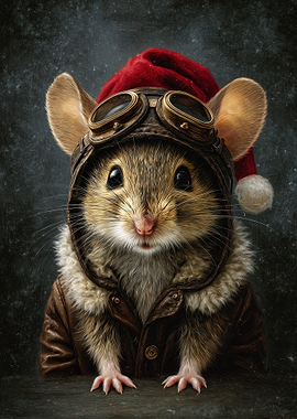 Mouse pilot in aviator gear
