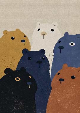 Group of Cute Cartoon Bears