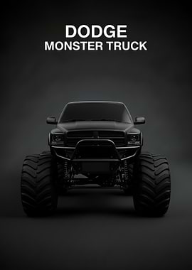 black Dodge Monster Truck poster