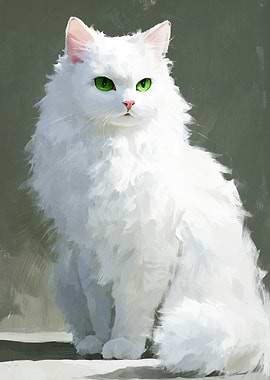 White cat with green eyes